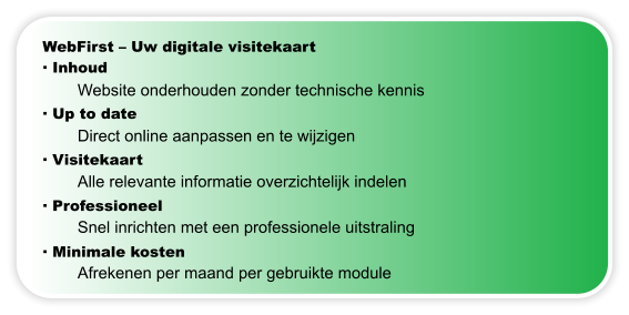 webfirst uw digitale visitekaart up to date visitekaart professioneel minimale kosten